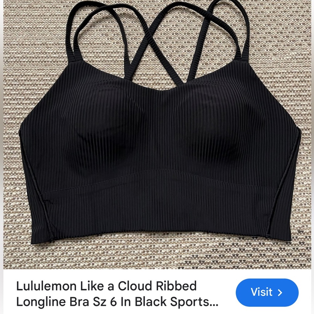 Lululemon Black Ribbed Sports Bra